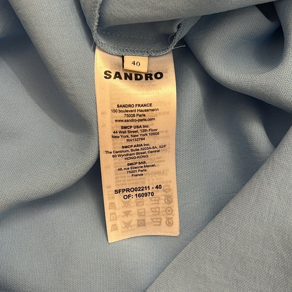 SANDRO Ruched midi dress - light blue - Picture 8 of 10